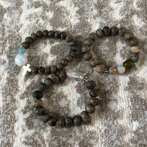 Multi-layered Wooded Beaded Bracelet